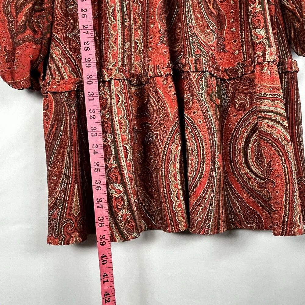 Lauren Ralph Lauren Paisley Tiered Dress Size 14 Boho Peasant Fall Midi - Picture 11 of 16
